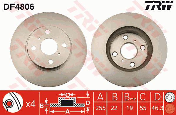 TRW Brake Rotor Front DF4806S