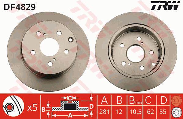 TRW Brake Rotor Rear DF4829S