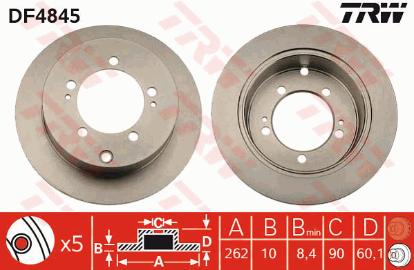 TRW Brake Rotor Rear DF4845S