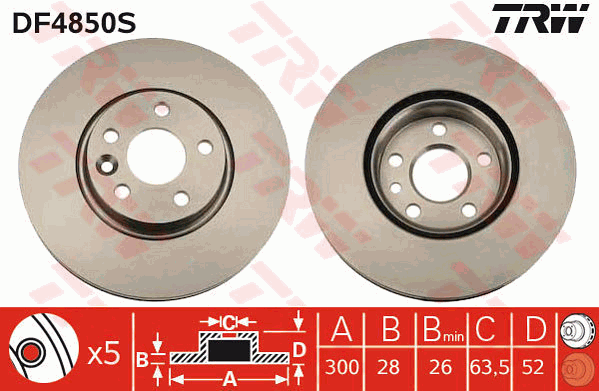 TRW Brake Rotor Front DF4850S