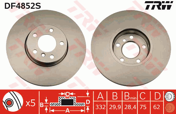TRW Brake Rotor Front DF4852S
