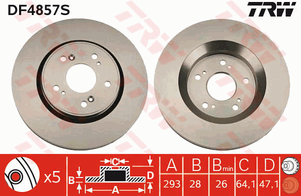 TRW Brake Rotor Front DF4857S