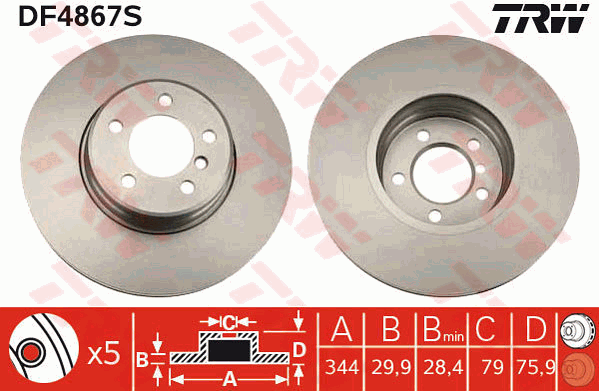 TRW Brake Rotor Front DF4867S