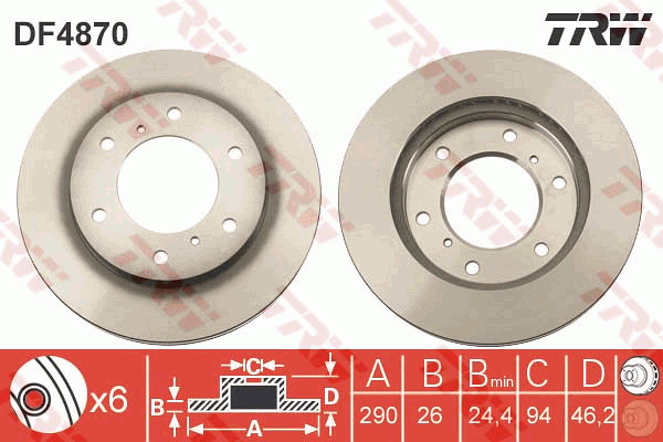 TRW Brake Rotor Front DF4870S