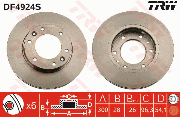 TRW Brake Rotor Front DF4924S