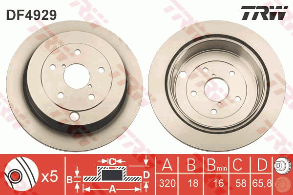 TRW Brake Rotor Single Rear DF4929S