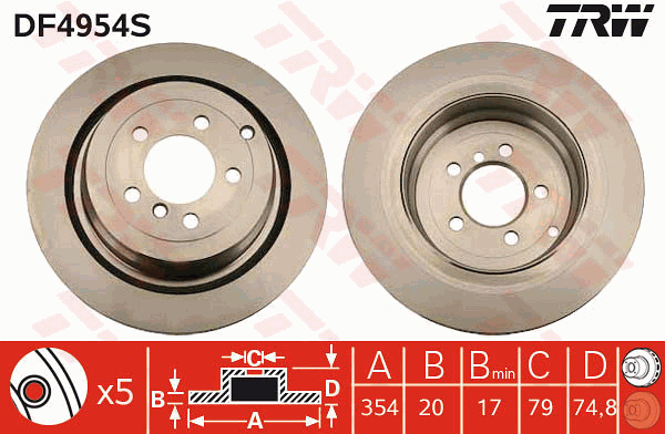 TRW Brake Rotor Rear DF4954S