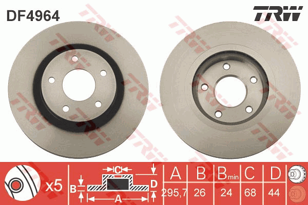 TRW Brake Rotor Front DF4964S