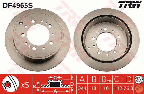 TRW Brake Rotor Rear DF4965S