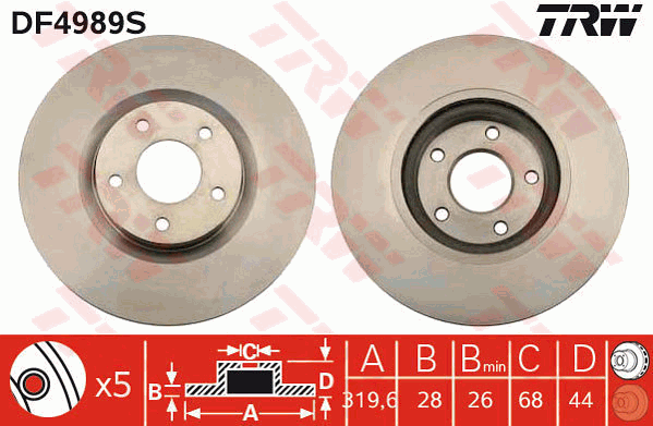TRW Brake Rotor Front DF4989S