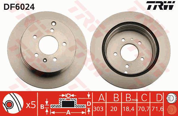 TRW Brake Rotor Rear DF6024S