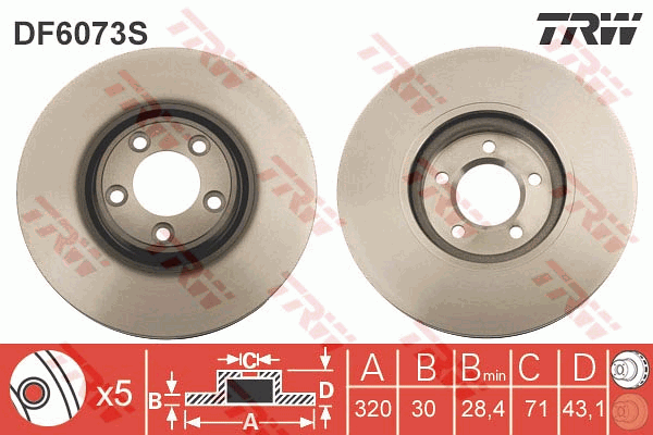 TRW Brake Rotor Front DF6073S