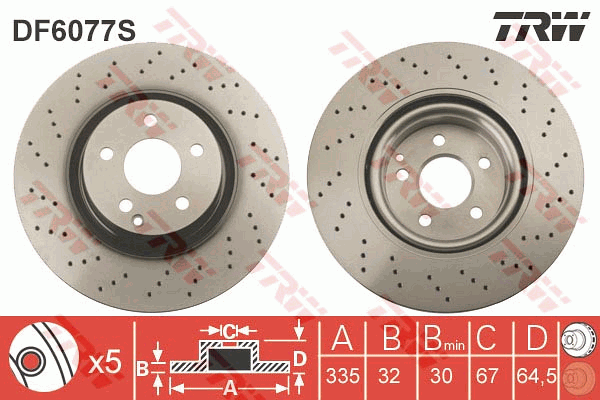 TRW Brake Rotor Front DF6077S