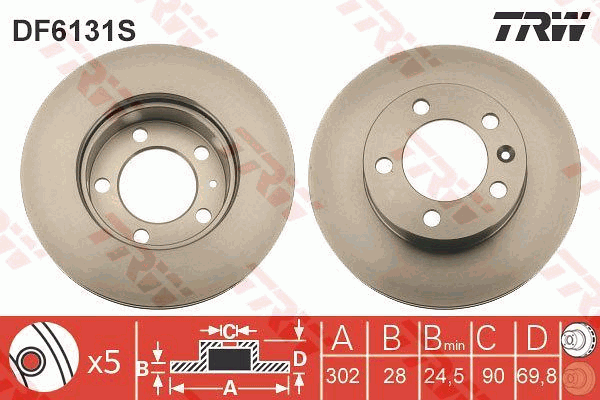 TRW Brake Rotor Front DF6131S
