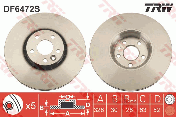 TRW Brake Rotor 328mm Front DF6472S
