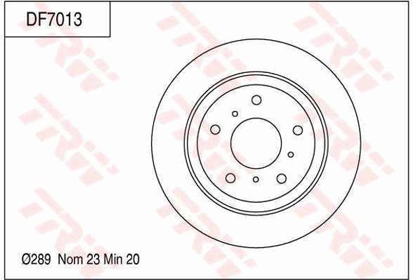 TRW Brake Rotor 289mm Front DF7013S