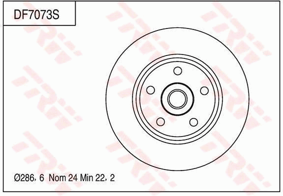 TRW Brake Rotor 286.6mm Front DF7073S