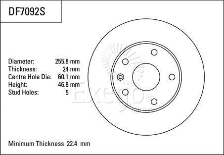 TRW Brake Rotor 255.8mm Front DF7092S