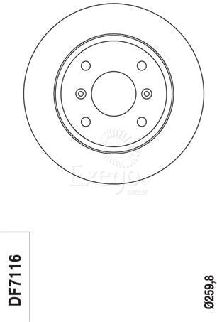 TRW Brake Rotor 259.8mm Rear DF7116S