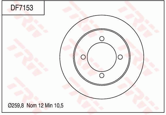 TRW Brake Rotor Single 259.8mm Rear DF7153S