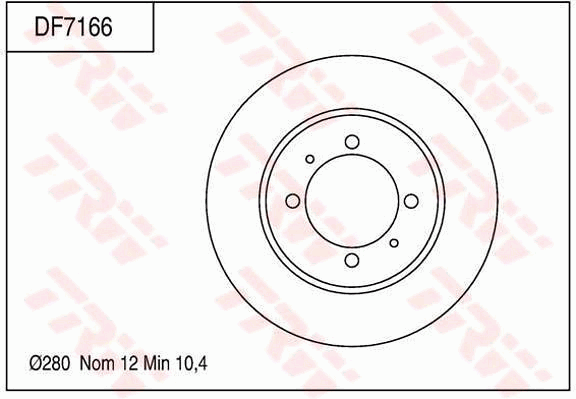 TRW Brake Rotor Single 280mm Rear DF7166S