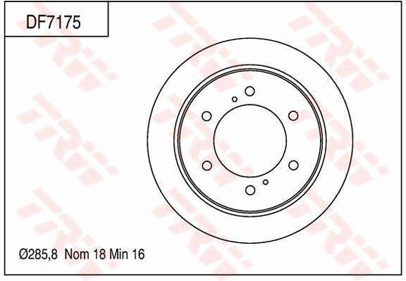 TRW Brake Rotor 285.8mm Rear DF7175S