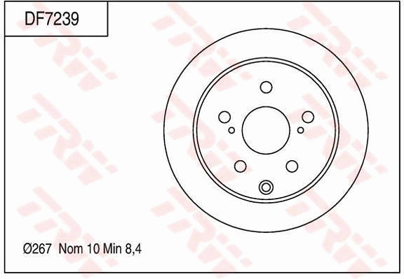 TRW Brake Rotor 267mm Rear DF7239S