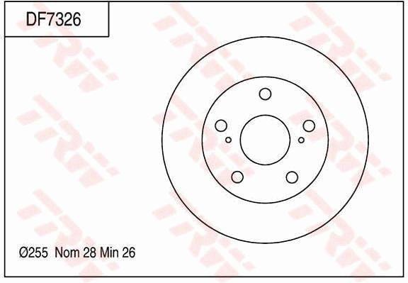 TRW Brake Rotor 255mm Front DF7326S