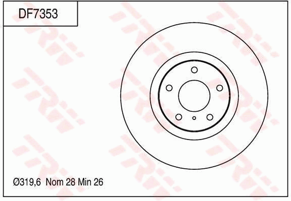 TRW Brake Rotor Single 319.6mm Front DF7353S