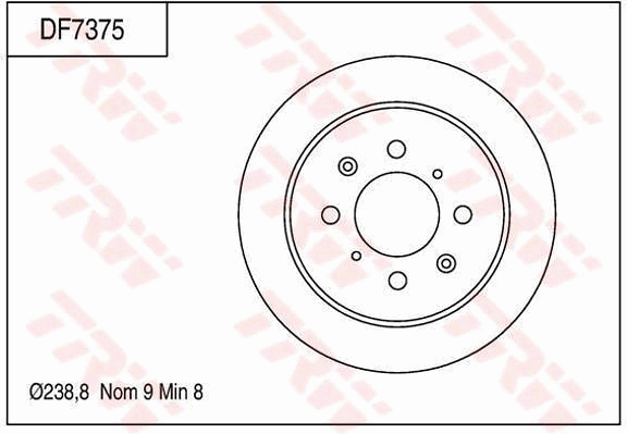 TRW Brake Rotor 238.8mm Rear DF7375S