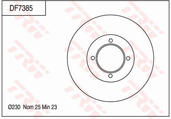 TRW Brake Rotor 230mm Front DF7385S