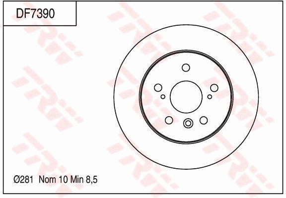 TRW Brake Rotor 281mm Rear DF7390S