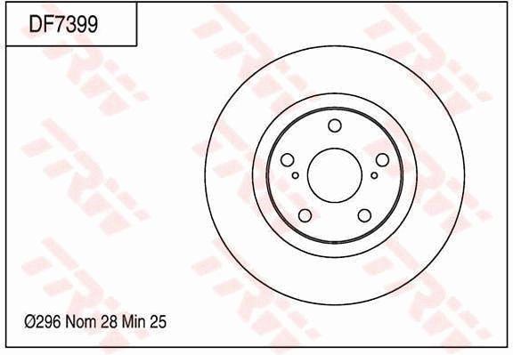 TRW Brake Rotor 296mm Front DF7399S