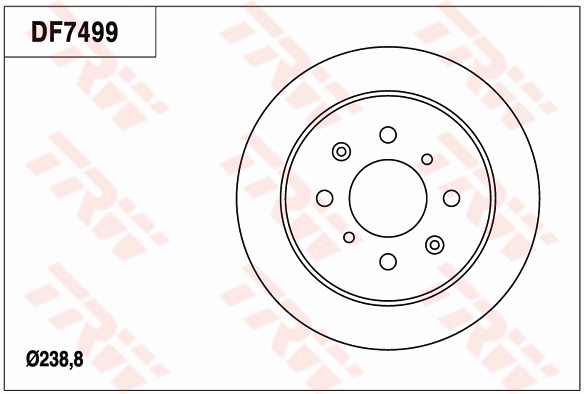 TRW Brake Rotor 238.8mm Rear DF7499S