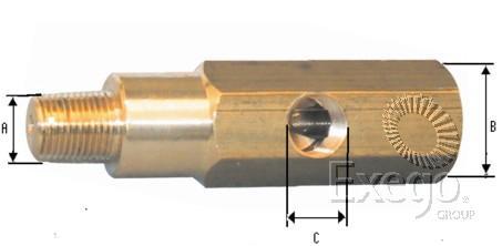 VDO Adaptor T-Piece Brass 1/4in.-27NPTF Thread A/B 1/8in.-27NPTF Thread C 66mm Length 230.032