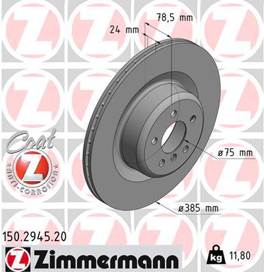 Zimmermann OE Coat Z Brake Rotor Single 385mm Rear 150.2945.20