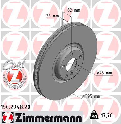 Zimmermann OE Coat Z Brake Rotor Single 395mm Front RH 150.2948.20
