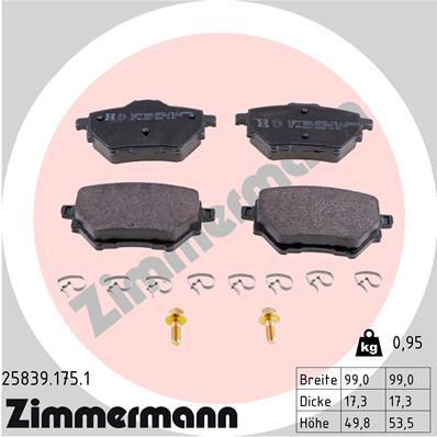 Zimmermann Brake Pad Rear Set 25839.175.1