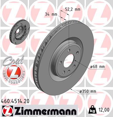 Zimmermann OE Coat Z Brake Rotor 350mm Front LH 460.4514.20