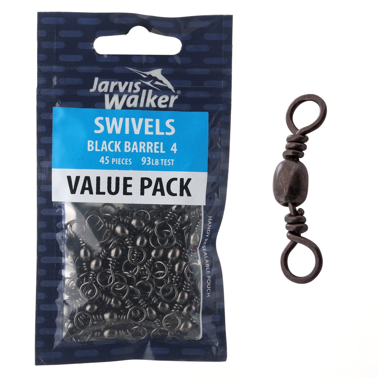 Jarvis Walker Barrel Swivel Black Sz4 45Pk 39544