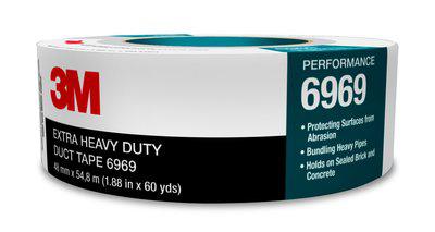 3M Extra Heavy Duty Duct Tape 6969 Polyethylene Film w/Cloth Scrim Black 50mmx54.8m 70006250230