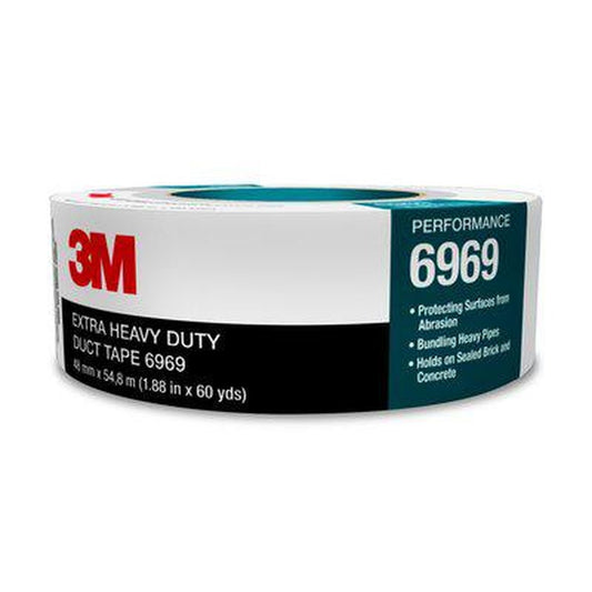 3M Extra Heavy Duty Duct Tape 6969 Polyethylene Film w/Cloth Scrim Black 50mmx54.8m 70006250230