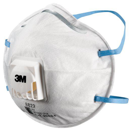 3M Cupped Particulate Disposable Respirator Valve 8822 P2 White (Pk of 10) WX700900359