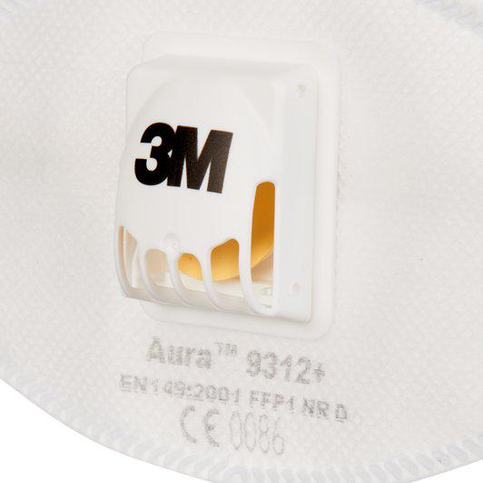3M Aura Disposable Respirator Particulate Flat Cool Flow Valve 9312A+ P1 (Pk of 10) XA010017870