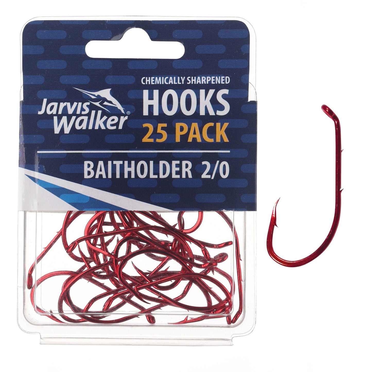 Jarvis Walker Baitholder Red Chem Hook Sz2/0 25Pk 44372