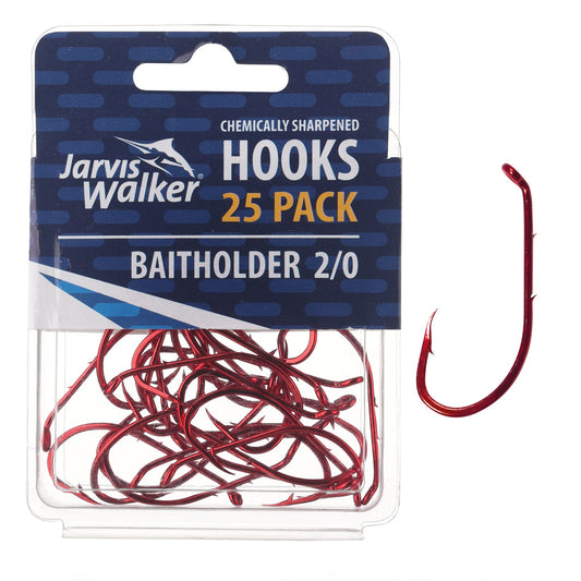 Jarvis Walker Baitholder Red Chem Hook Sz2/0 25Pk 44372