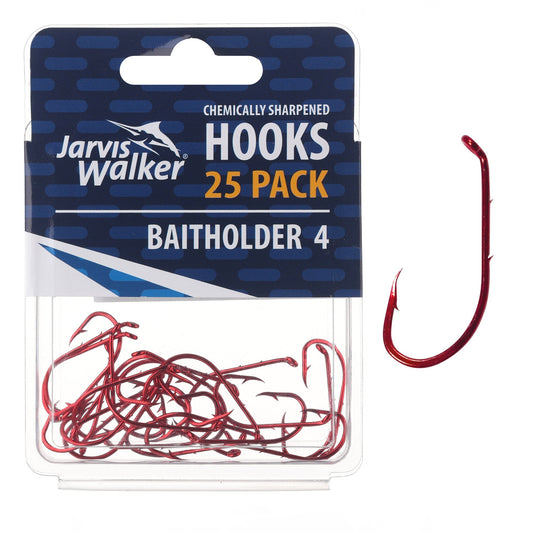 Jarvis Walker Baitholder Red Chem Hook Sz4 25Pk Sz4 44374