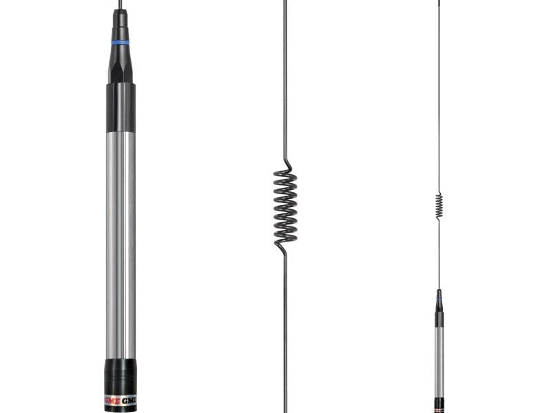 GME UHF CB Whip Antenna 6.6dB 780mm w/ Elevated Feed Head Black Stainless Steel AE4017K1