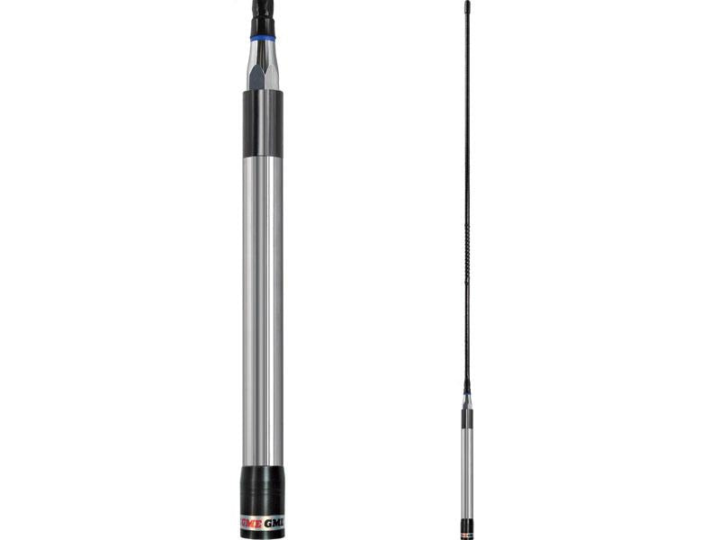 GME UHF CB Spring Base Fibreglass Antenna 6.6dB 640mm w/ Elevated Feed Head Black AE4018K