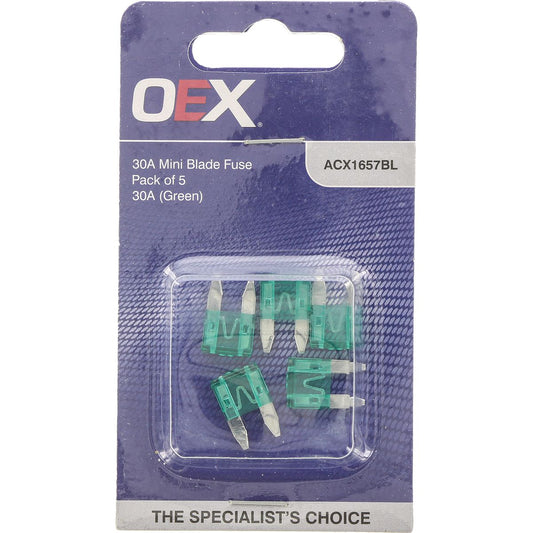 OEX Fuse Mini Blade 30A Green ACX1657 (5 Pack) test